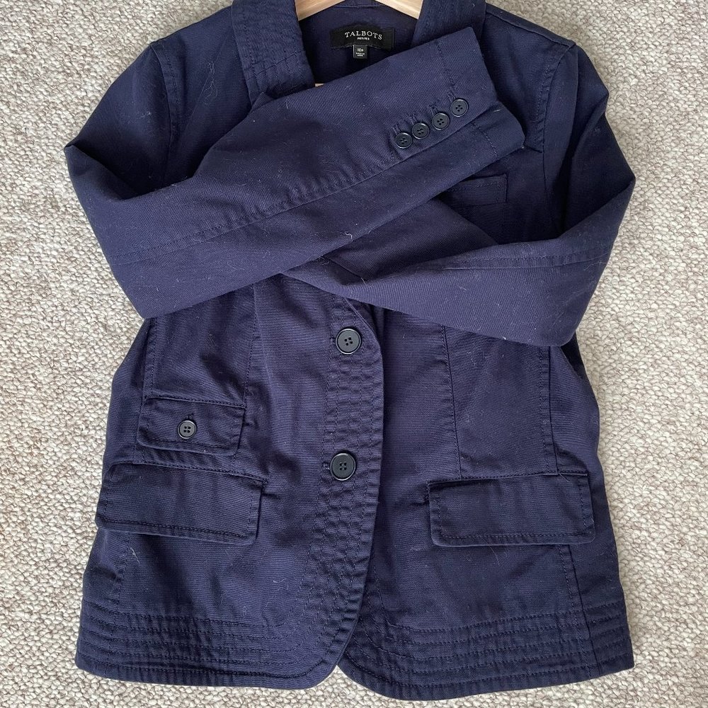 Talbots Button Down Navy Blazer Jacket Size 10p - image 3